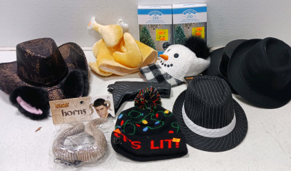 Assorted Christmas Hats, Lights and More