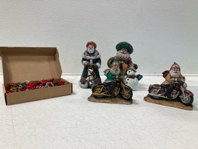 Christmas Decor, Ceramic Santa’s on a Motorcycle and more