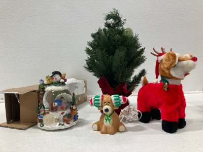 Mini Christmas Tree, Snow Globe, Light up reindeer Decor, Rudolph Musical and Walking Reindeer