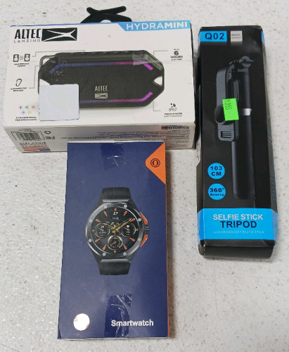 Smart Watch, Hydra Mini Speaker, Selfie Stick Tripod