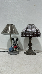 Vintage Hampton Bay Mickey Mouse at the Ink Well Table Lamp, Vintage Tiffany Table Lamp