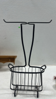 Wooden Hat/Coat Rack, Metal Wall Decor, Metal Floor Basket, Ornate Metal Stand - 4