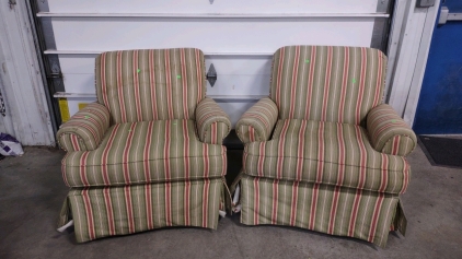 (2) Matching Alan White Stripped Cushioned Couch Chairs