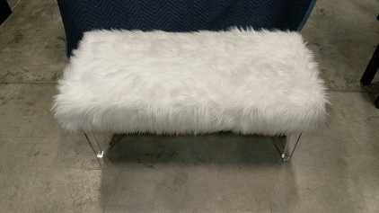 (1) Faux Fur Bench w/ Acrylic Legs