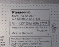 Panasonic SA-AK57 5 CD Changer CD Stereo System with Remote, Panasonic SA-AK57 Seperate Enclosure Speaker System - 3