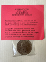 Sir Winston Churchill Coin and A Bicentennial Eisenhower Dollar - 3