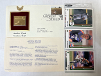 First Day of Issue Andrew Wyeth Gold Plated Stamp and Collectible Baseball Cards