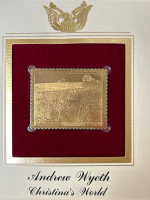 First Day of Issue Andrew Wyeth Gold Plated Stamp and Collectible Baseball Cards - 4