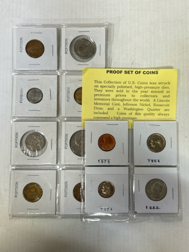 (8) Foreign Coins as Well As Proof Set of Coins