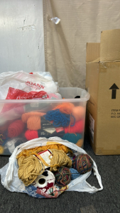 Tote & Box of Various Yarn