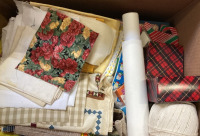 LARGE BOX FULL OF SEWING FABRIC AND MORE. - 2