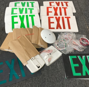 VARIETY OF EXIT DIRECTION SIGNS.