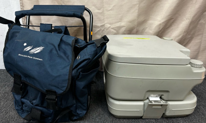 Boulder Pack Company Pack with Chair, And Camping Toilet Used