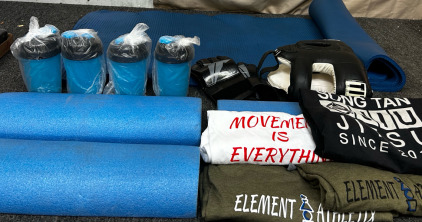 Boxing Gloves, And Face Mask, Yoga Mat, Protein Shake Cups, Shirts, And More