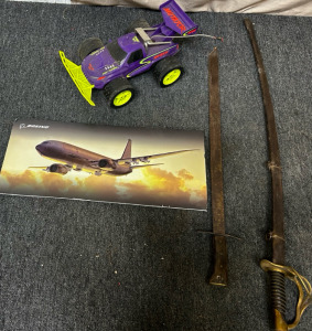 Vintage Swords, RaceCar, And Plane Picture