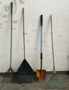 (1) Shovel & (3) Rakes