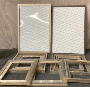 VARIETY OF VINTAGE WOOD FRAMES, 2 LARGE ART FRAMES .