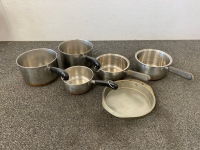 (5) Cooking Pots and Baking Pan 8”