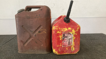 US Army Red Metal Jerry Can & Plastic Gas Can