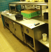 Stainless Steel Counter With Double Door Utility Refrigerator & Hatco Glo-Ram Food Warmer 3'x131"x53" - 2