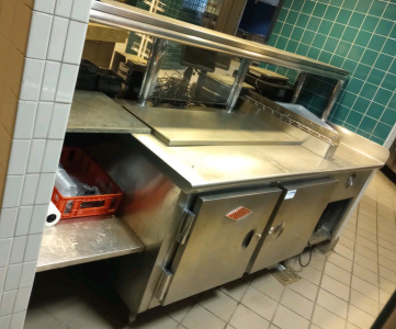 Stainless Steel Deli Prep Table With Utility Refrigerator 3'x8'x54"