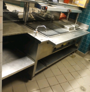 Stainless Steel Set-n-Serve Food Heating Table With Two Hatco Glo-Ram Food Warmers 3'x8'x53"