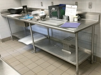 (1) Stainless Steel Kitchen Workstation w/ Accessories - 122"×30"