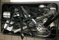 (1) Lot of Kitchen Utensils w/ Stainless Steel Trays - 2