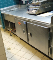 Stainless Steel Prep Table With Single Sink Basin & Utility 2 Door Refrigerator 3'x94"x40" - 2