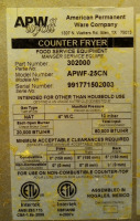 APW Wyott Gas Counter Fryer Model: APWF-25CN - 5