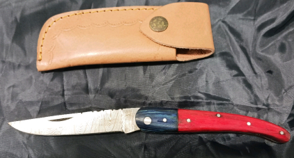 Damascus Steel Blade W/Sheath 8in Knife 4in Blade