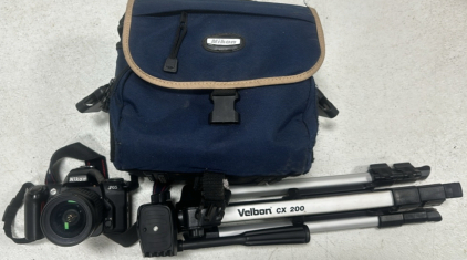 Nikon F65 35mm Film Camera W/ Camera Bag, Velbon CX 200 Tripod