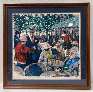 (1) Aldo Luongo “Cafe Torini” Painting Wood Frame