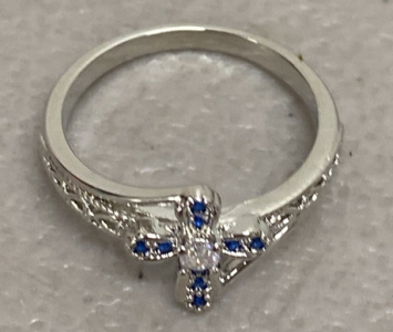 (1) Sapphire Cross Ring .925