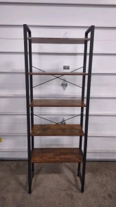 5-Teir Metal Standing Shelf w/ Wooden Shelves