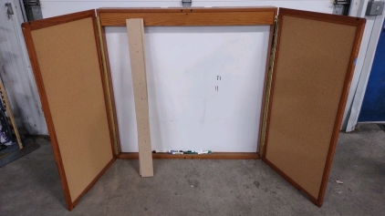 Giant Wall Mounted White Board w/ Corkboard On The Inside Doors