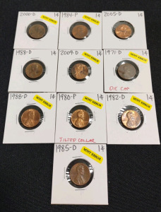 (10) Assorted Lincoln Pennies From 1971-D To 2005-D