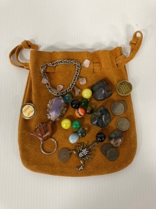 Leather Pouch with Collectibles