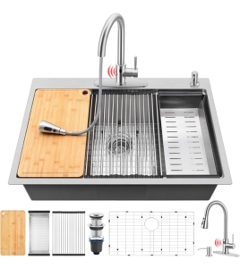 1) 33"x22" Stainless Kitchen Sink Farmhouse Sink (r2)