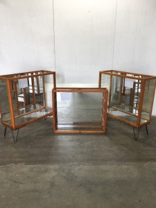 (3) Display Cases with Glass Shelves