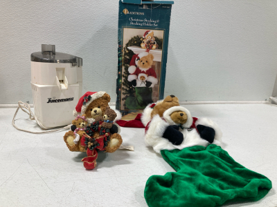 (1) The Juice man 2 Juicer, (1) Traditions Christmas Stocking and Stocking Holder Set