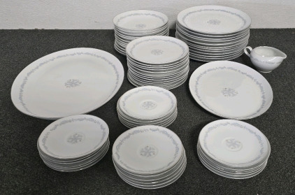 Ridgeway Fine Rose China- (12) Plates, Bowls And Saucers, (24) Tea Plates, Large And Small Serving Plate, Gravy Dish