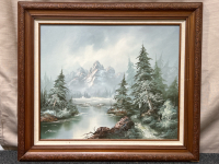 Framed Winter Painting by Micale. Elegant Custom Wood Frame and Horse Poster. - 2