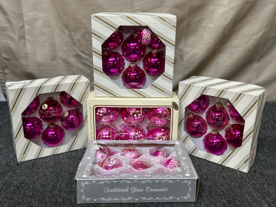 Vintage Traditional Pink Glass Ornaments