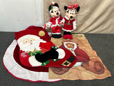 Holiday Mickey and Minnie, Giant Stocking, Banner and Tree Skirt