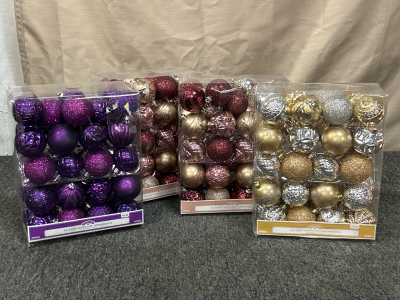 (4) Boxes of Shatterproof Ornaments