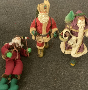 3 VERY NICE SANTA FIGURES.