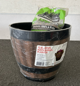 12” Flower Pot & Apple Wood Chunks For Smoking