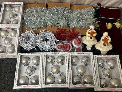 Glass Ornaments, Tree Wrap, Christmas Lights, Stockings, And More