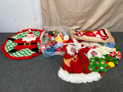 Custom Made Christmas Mats and Tote of Ribbon